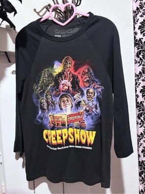 Fright Rags Creepshow Black Unisex Baseball Tee Graphic Tee- Small